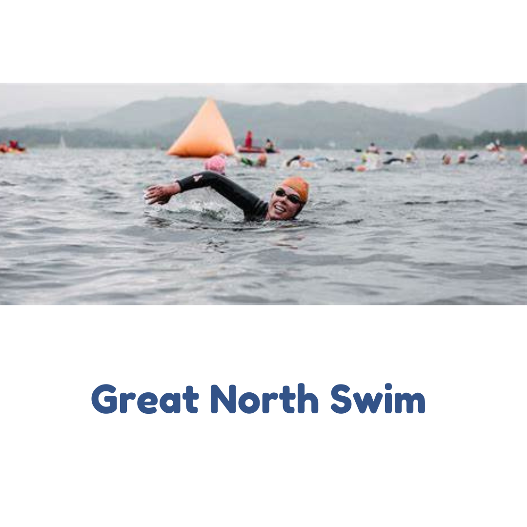 woman swimming in googles in a lake